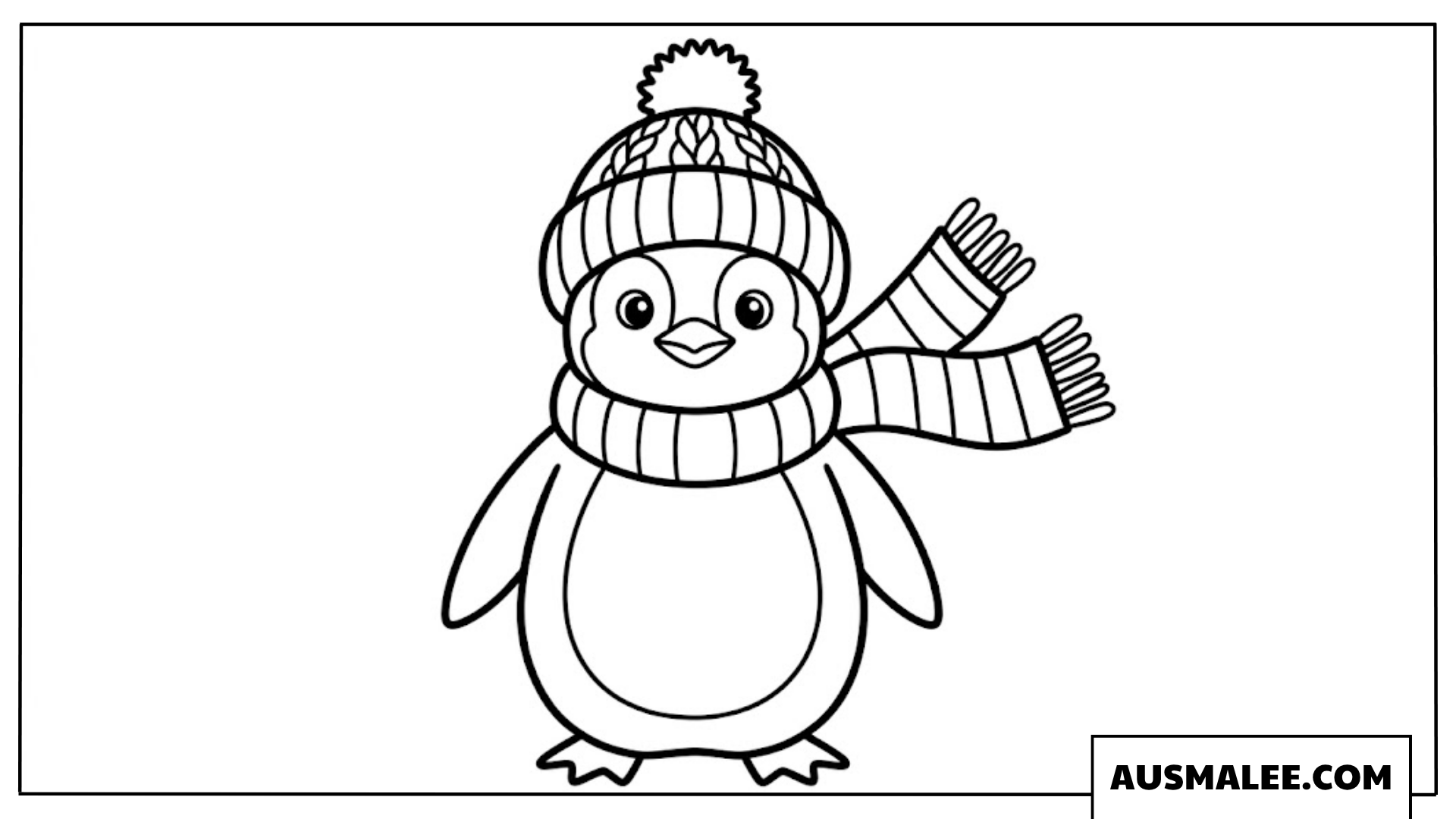 Pinguin Ausmalbild in Winterkleidung
