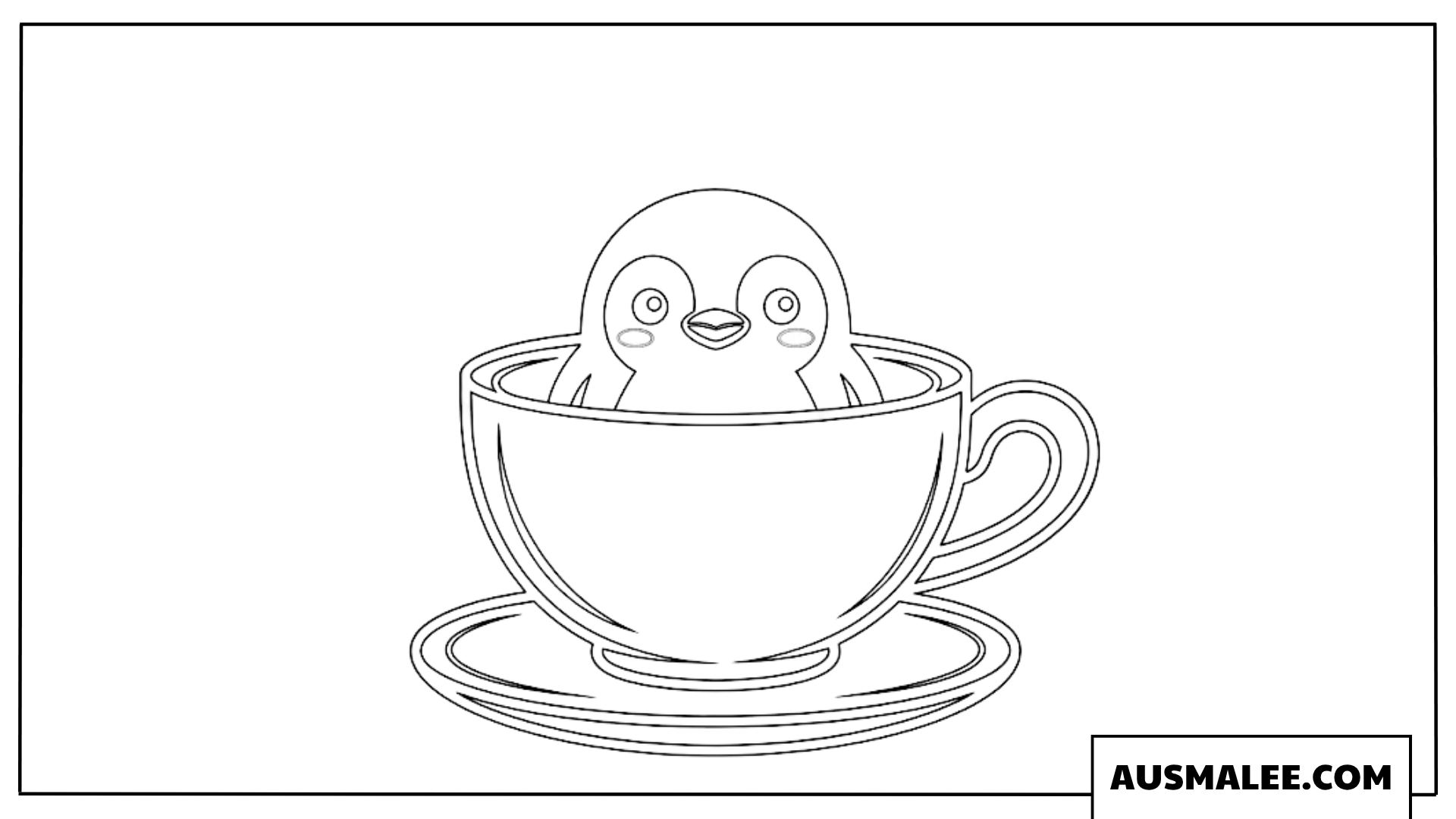 Pinguin Ausmalbild in einer Teetasse
