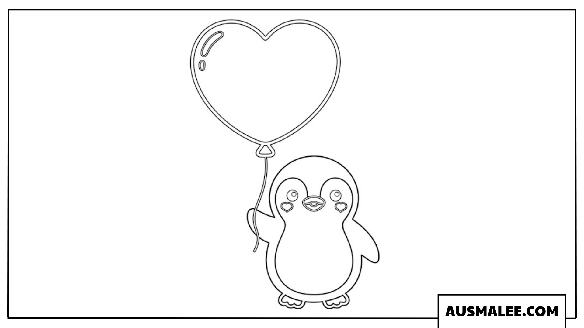 Pinguin Ausmalbild mit Herzballon