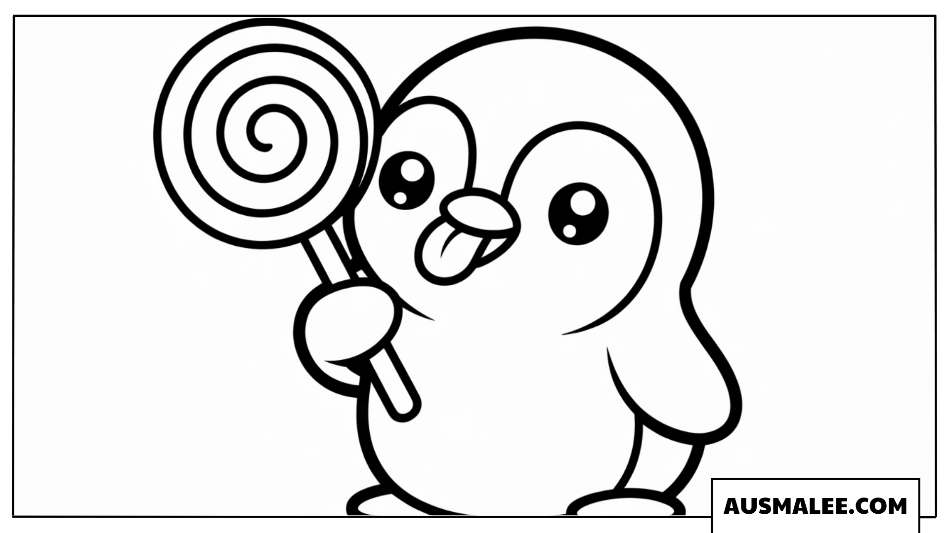 Pinguin Ausmalbild mit Lutscher
