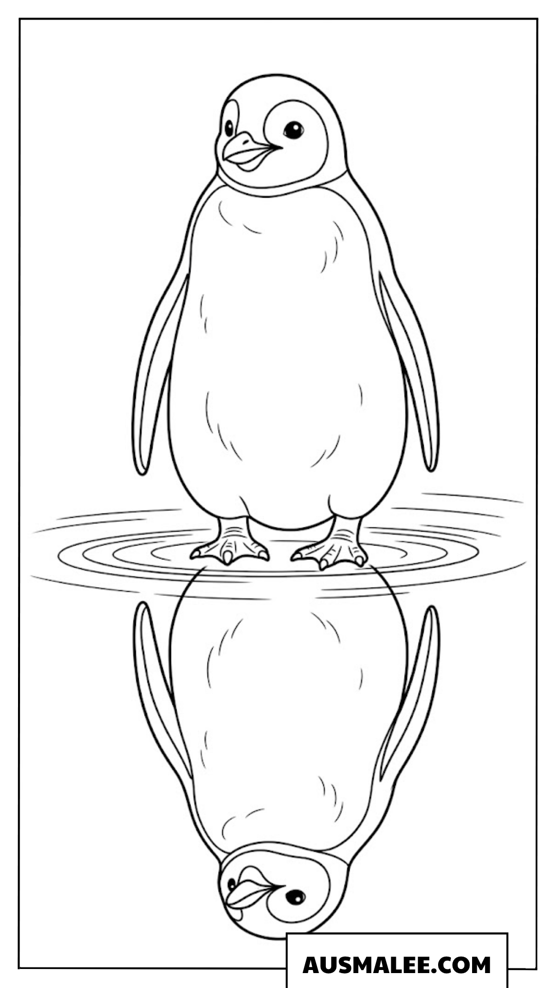 Pinguin Ausmalbild mit Spiegelung