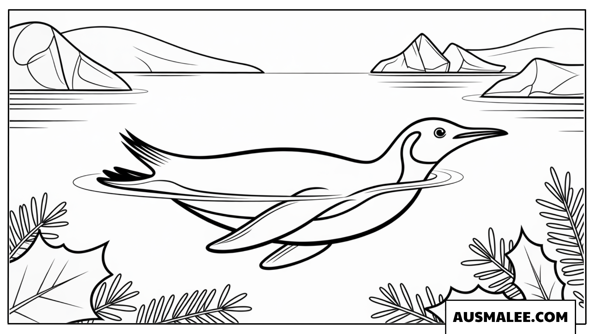 Pinguin Ausmalbild unter Wasser
