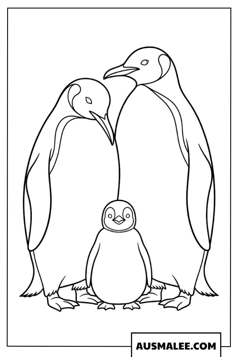 Pinguin Familie Ausmalbild