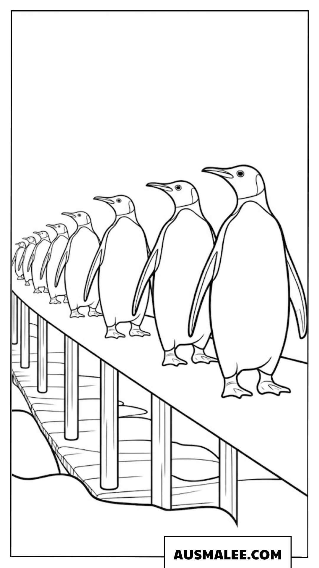 Pinguin Parade Ausmalbild