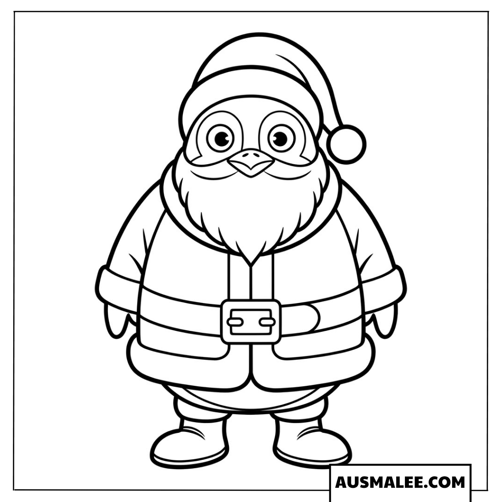 Weihnachtsmann Pinguin Ausmalbild