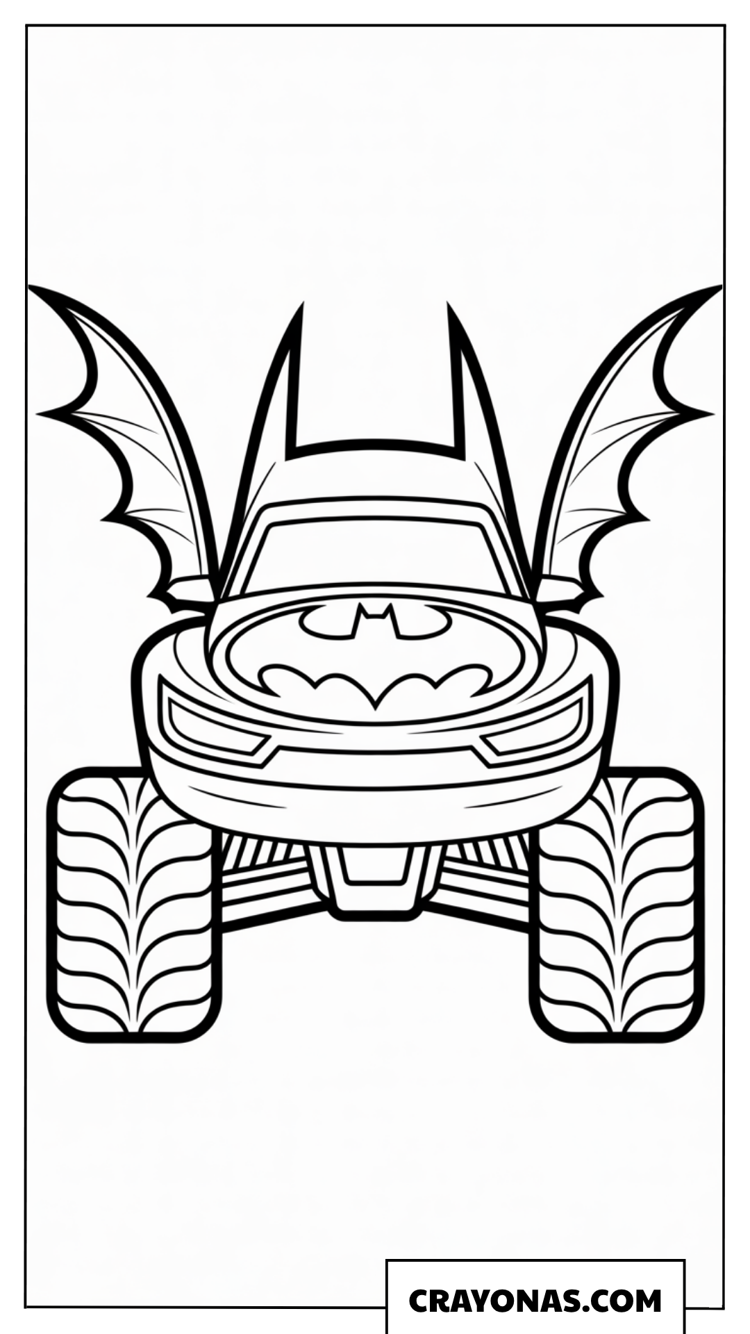 Ausmalbild Batman-Monster-Truck mit Fledermausflügeln