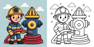 ft -  ausmalbild feuerwehrmann mit hydrant ft