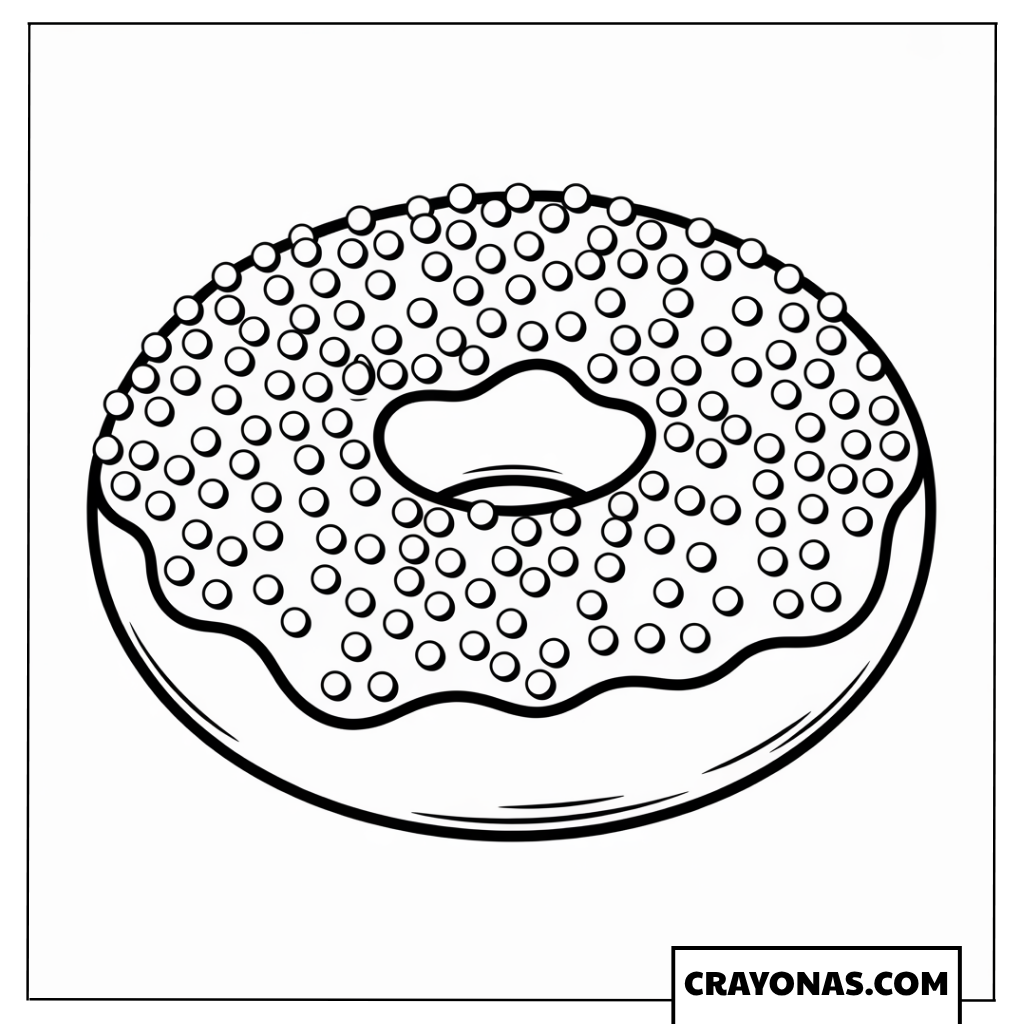 Ausmalbild glasierter Donut mit Streuseln