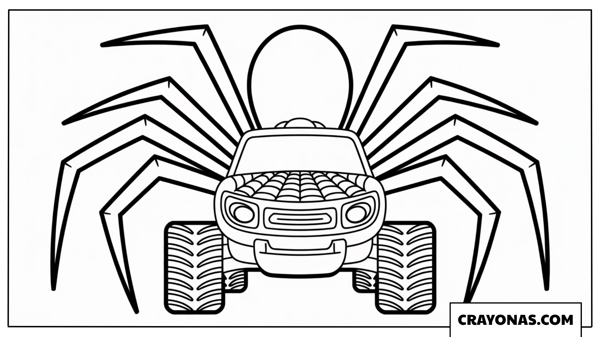 Ausmalbild Monster Truck mit Spinnen-Design
