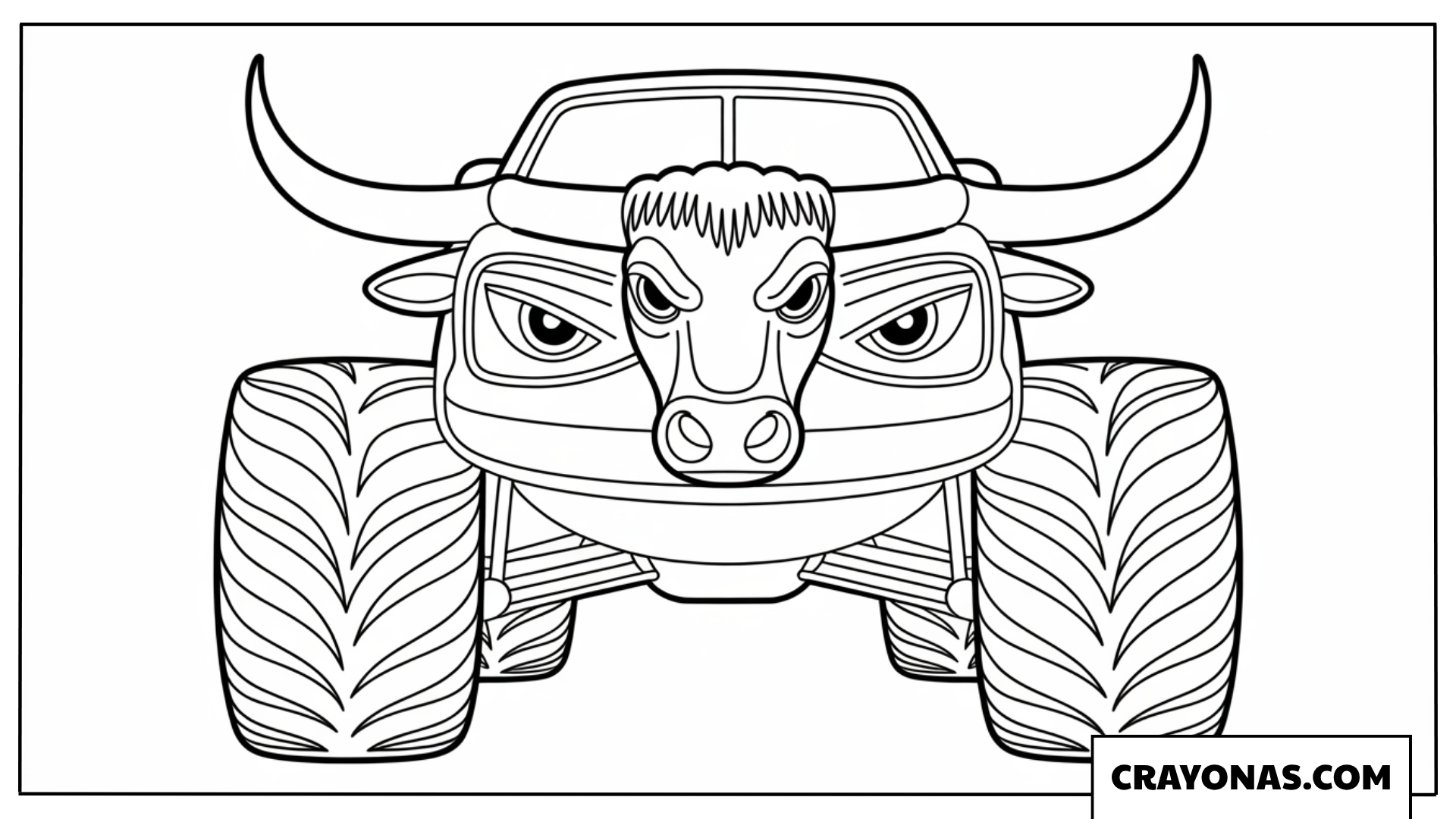 Ausmalbild Monster Truck mit Stierkopf