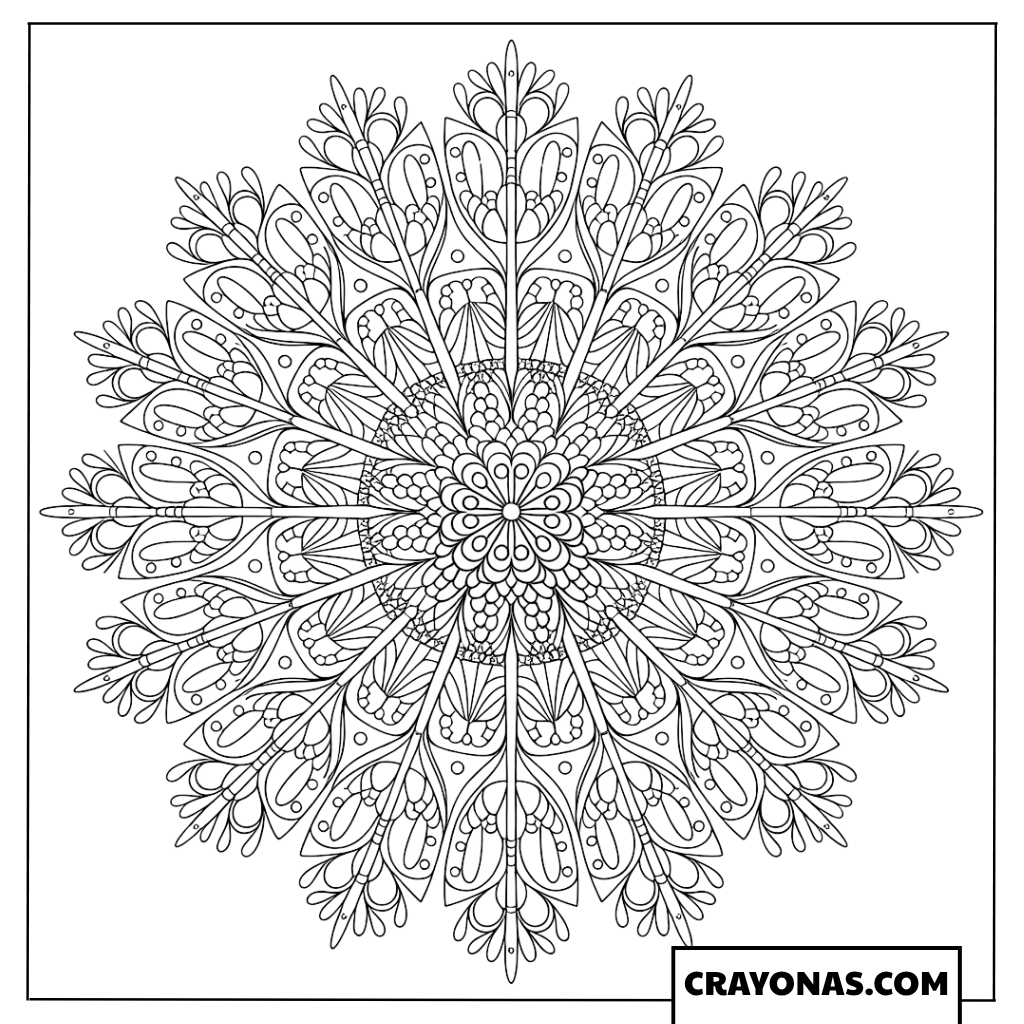 Ausmalbilder Mandala mit komplexen ineinander verschlungenen Mustern