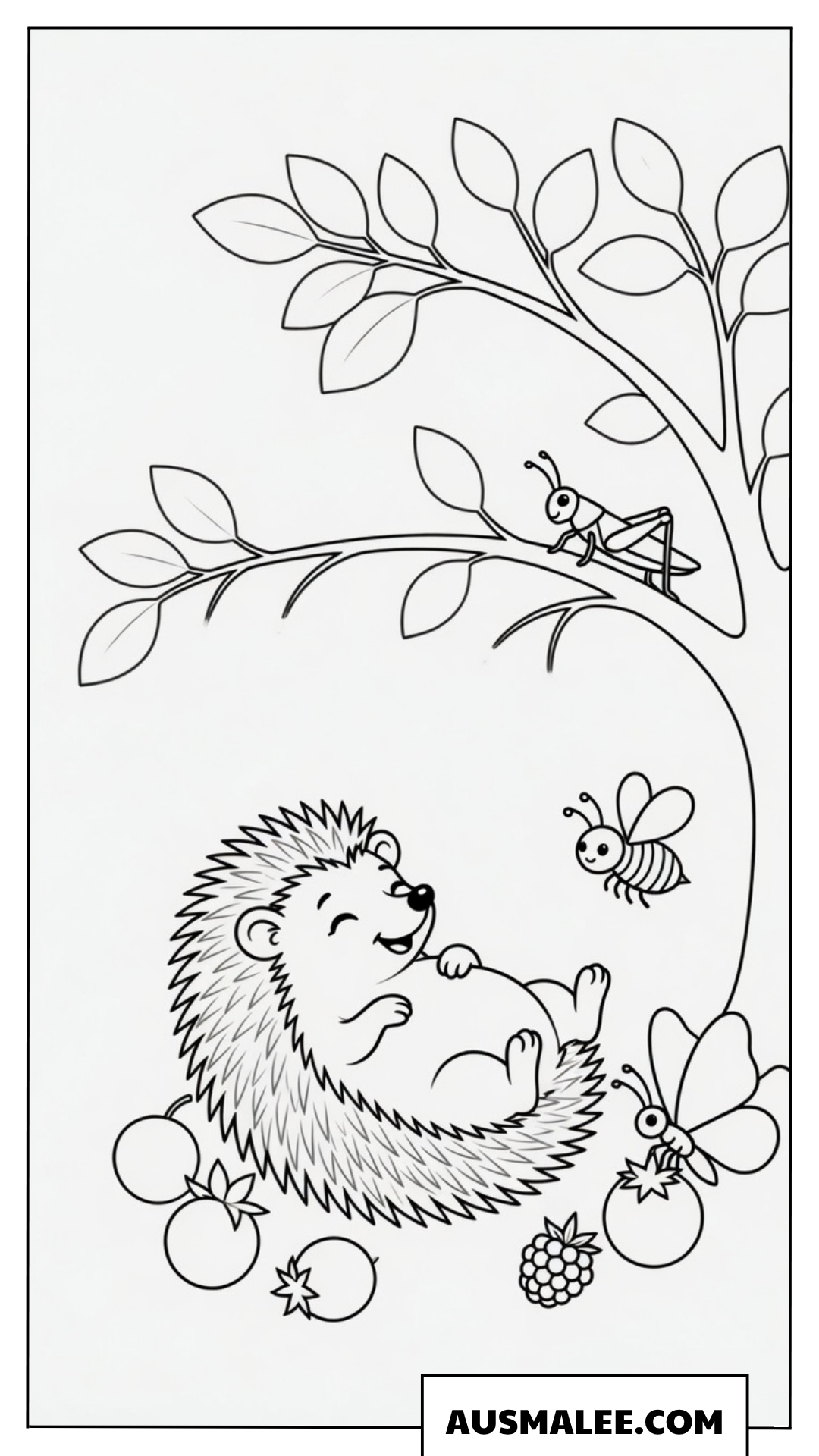 Glücklicher Igel unter dem Baum
