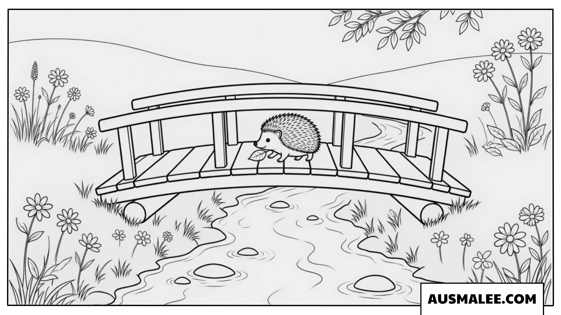Igel auf der Holzbrücke