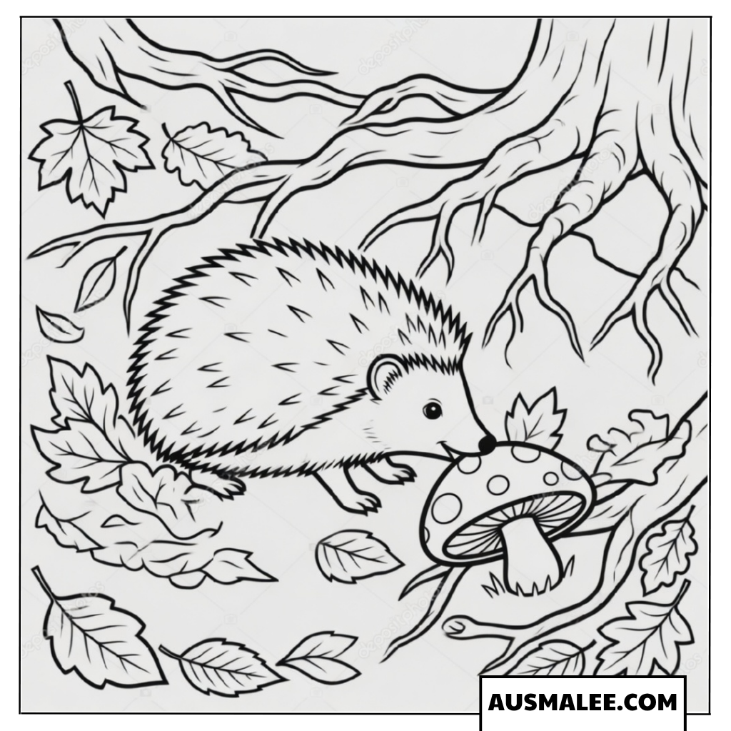 Igel Ausmalbild mit Fliegenpilz