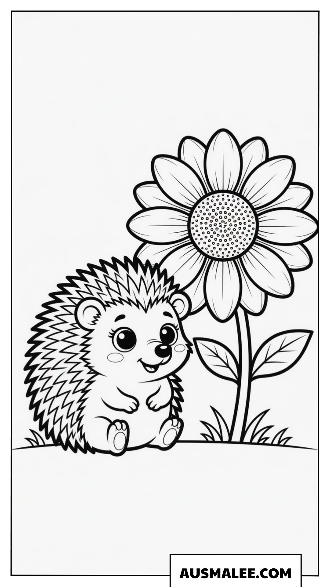 Igel Ausmalbild mit Sonnenblume