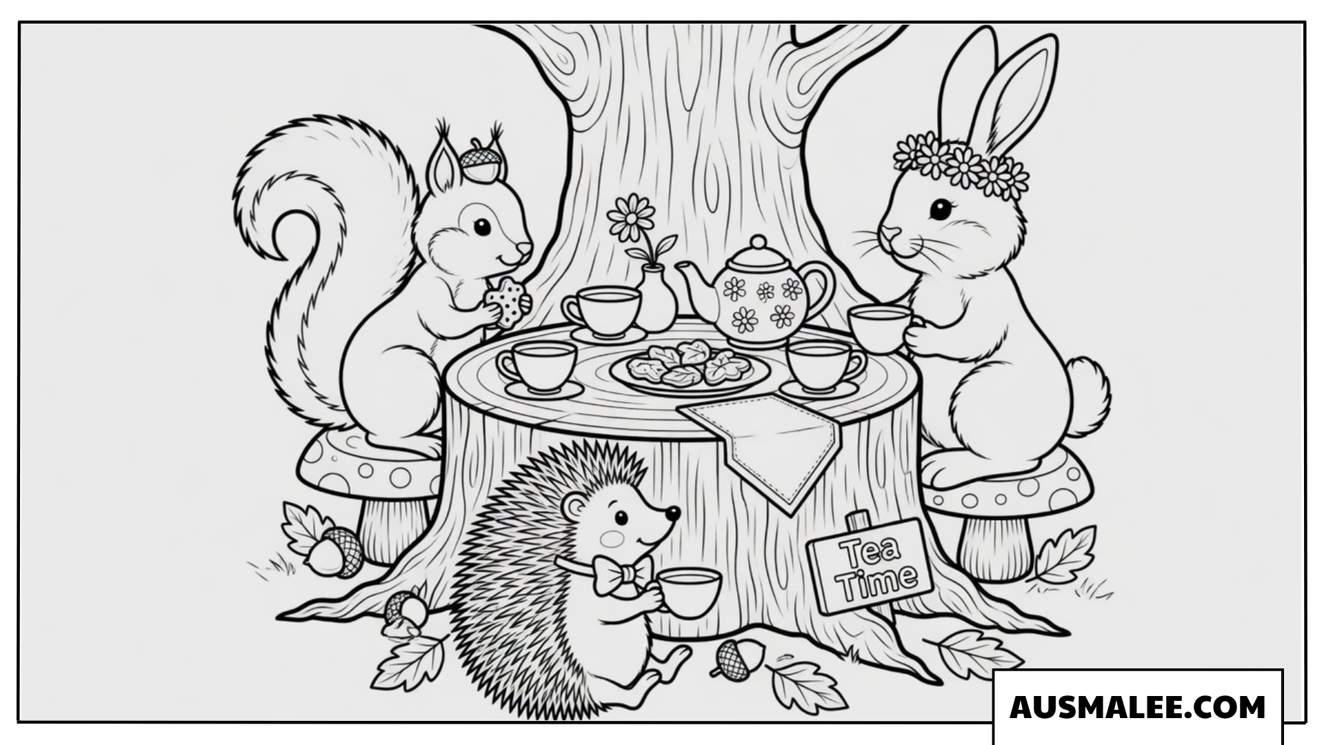 Igel Ausmalbild Tea Time