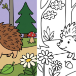 ft - igel ausmalbilder mit verschiedenen Landschaften