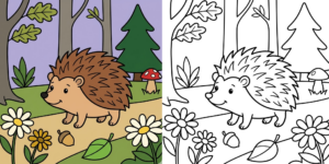 ft - igel ausmalbilder mit verschiedenen Landschaften