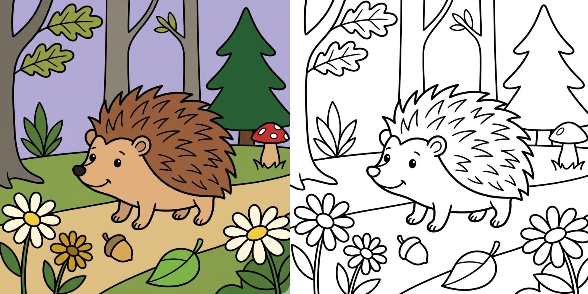ft - igel ausmalbilder mit verschiedenen Landschaften