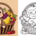 ft - Affe Ausmalbilder mit Obst ft