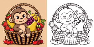 ft - Affe Ausmalbilder mit Obst ft