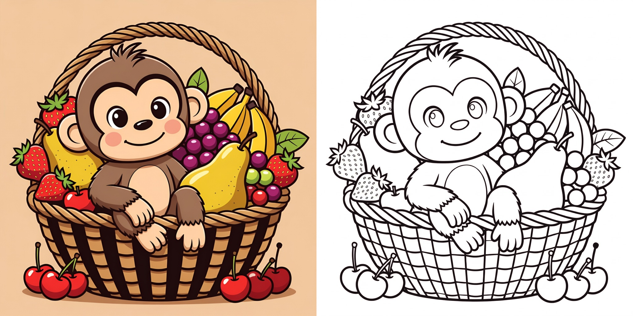 ft - Affe Ausmalbilder mit Obst ft