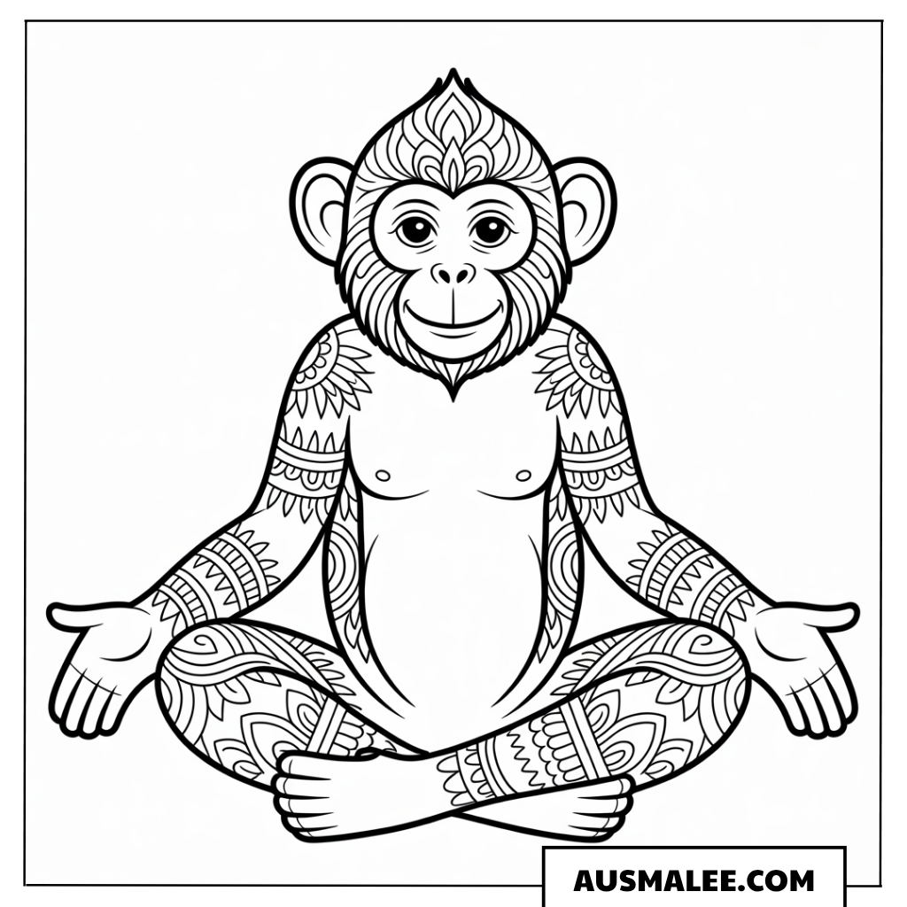 Affe im Mandala-Stil ausmalbild