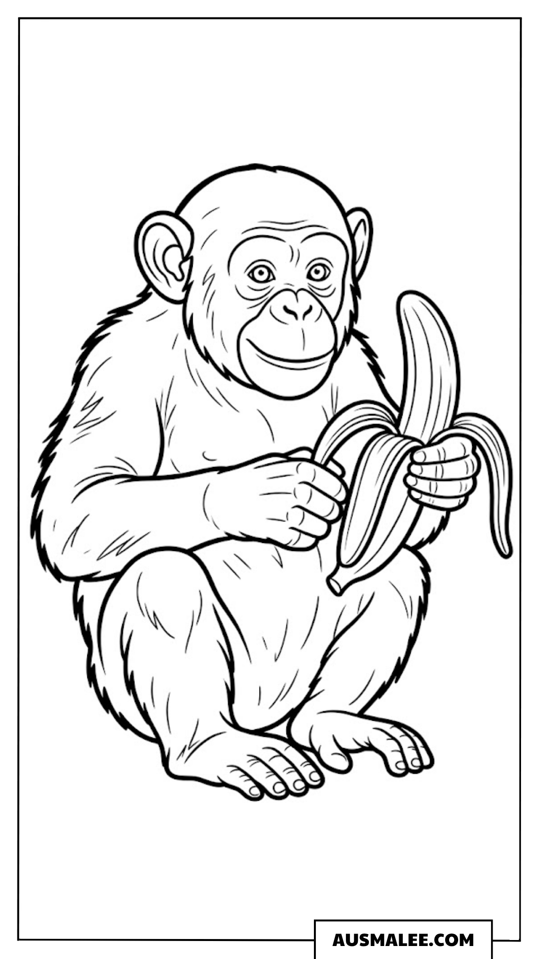 Affe isst Banane ausmalbild
