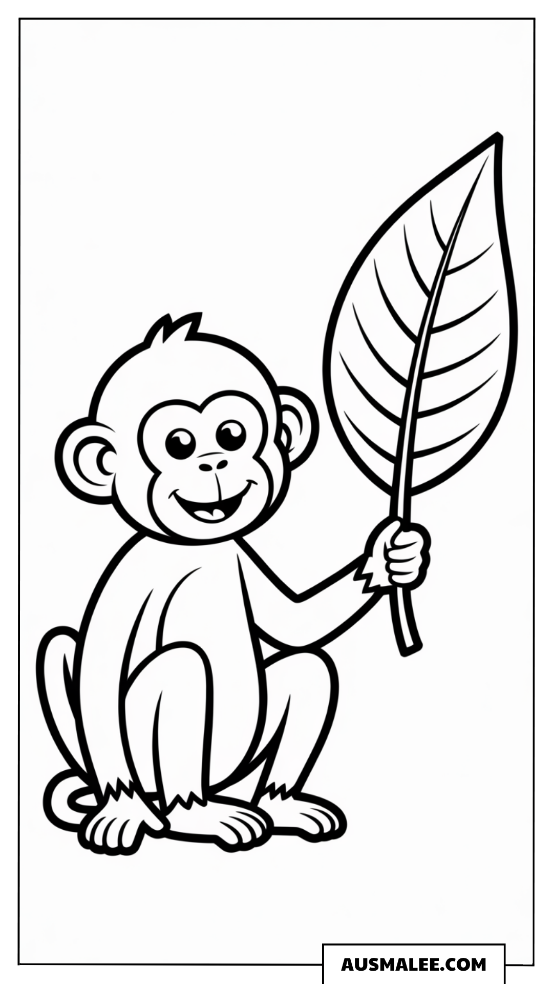 Affe mit Blatt ausmalbild