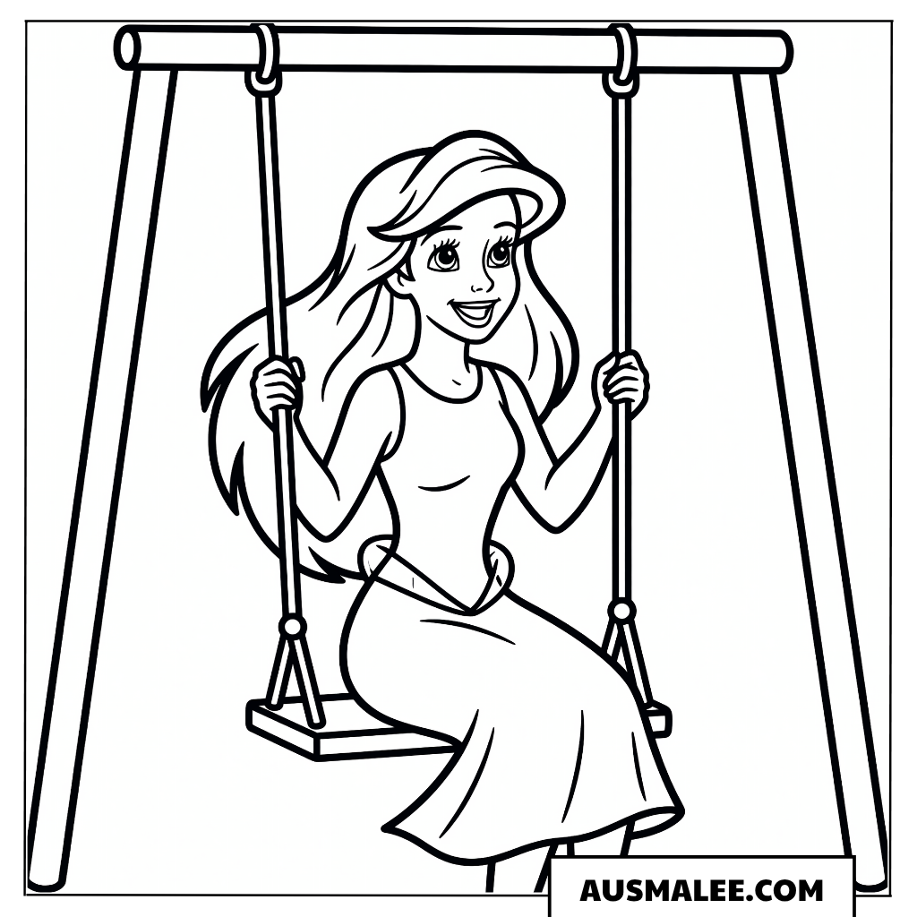 Arielle auf der Schaukel ausmalbild