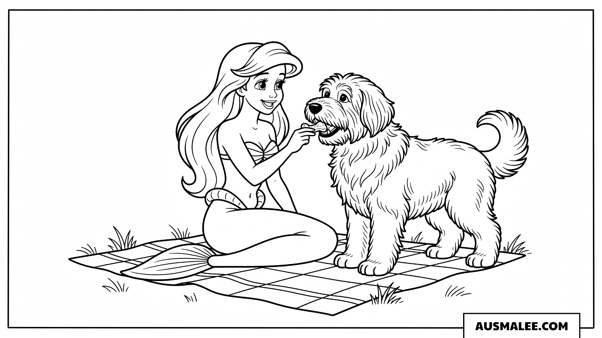 Arielle mit Hund Max ausmalbild
