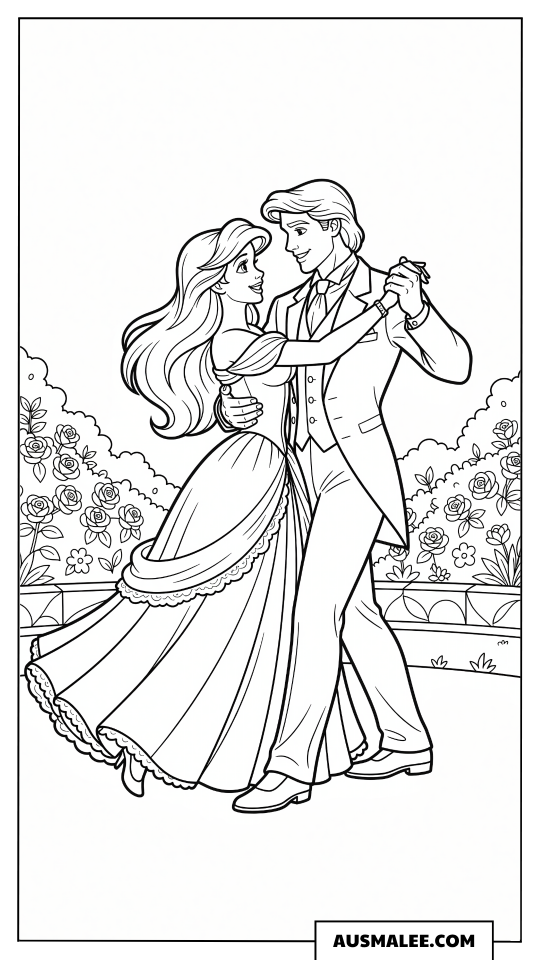 Arielle und Prinz Erik tanzen ausmalbild