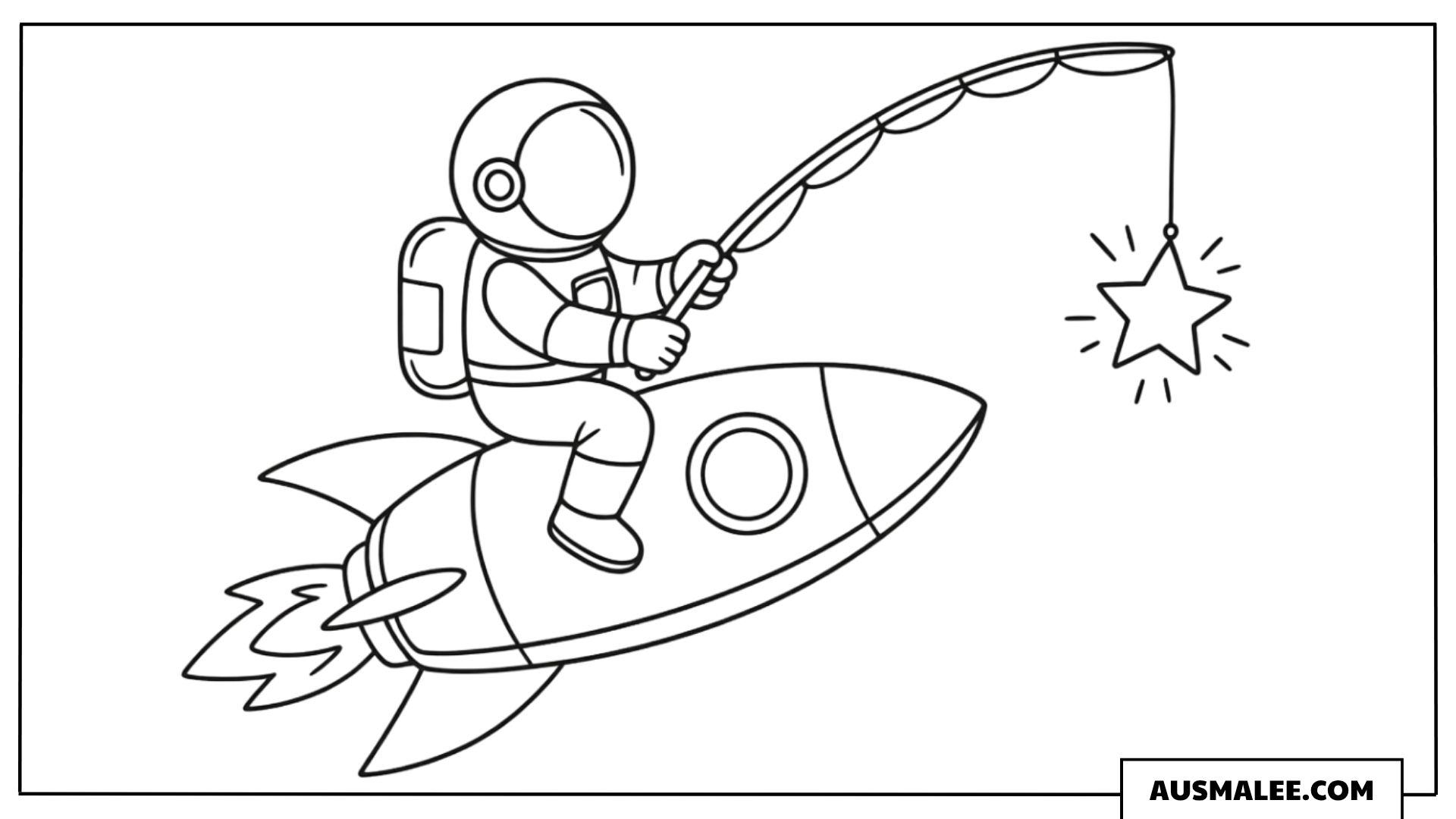 Astronaut angelt einen Stern Ausmalbild