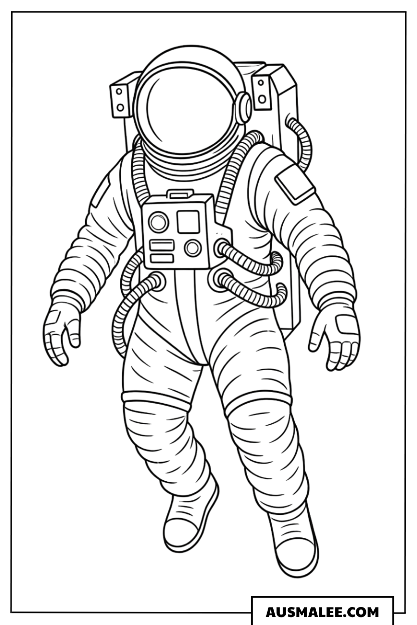 Astronaut mit Helm und Space Shuttle Ausmalbild