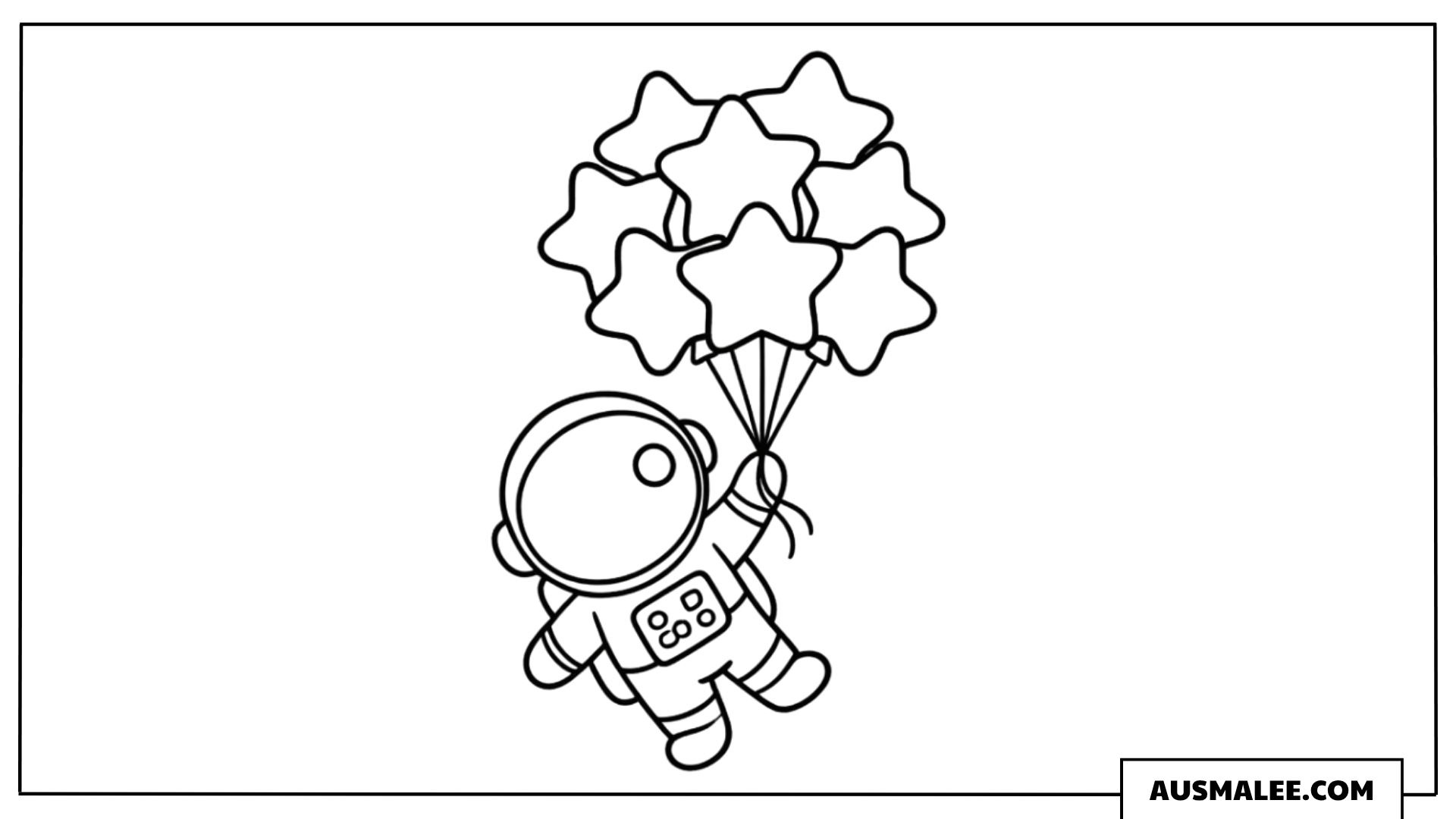 Astronaut mit Sternenballons Ausmalbild