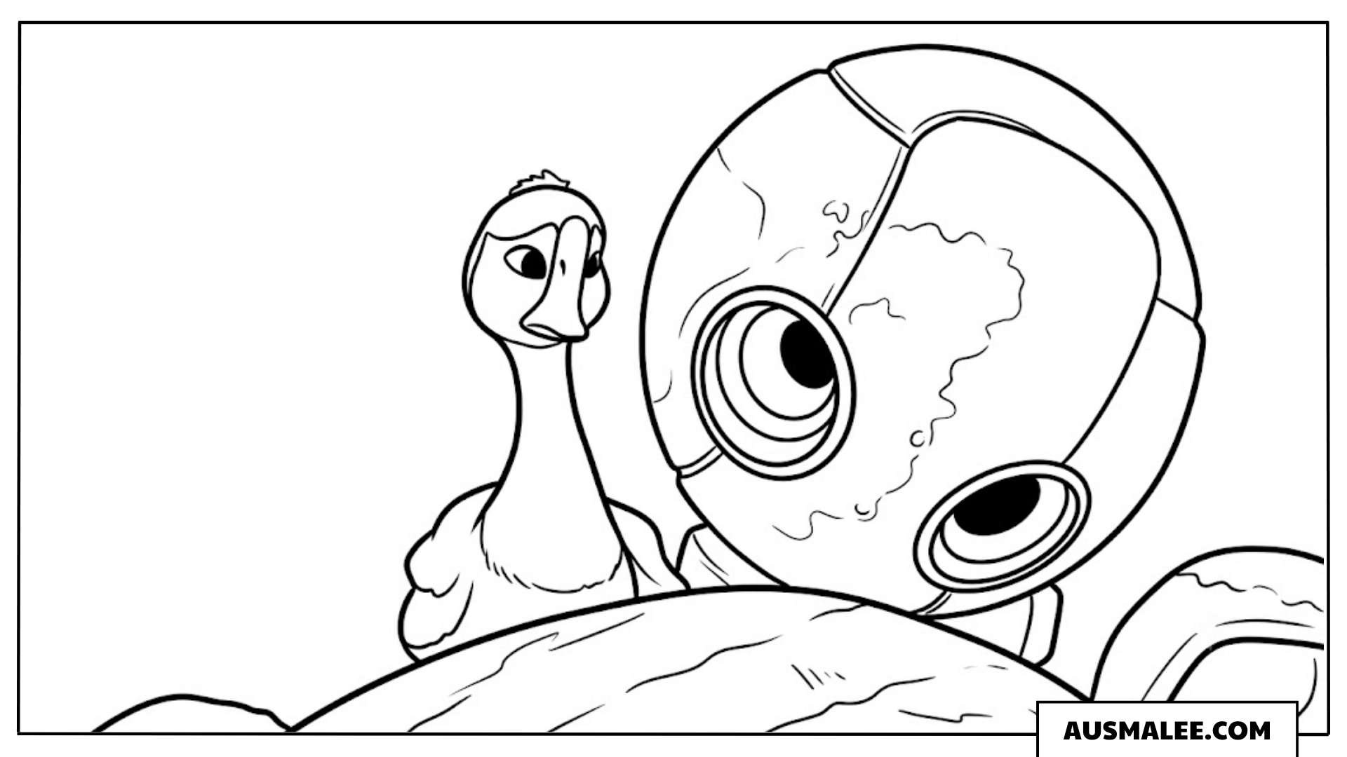 Ausmalbild Brightbill trauert um Roz in Der wilde Roboter