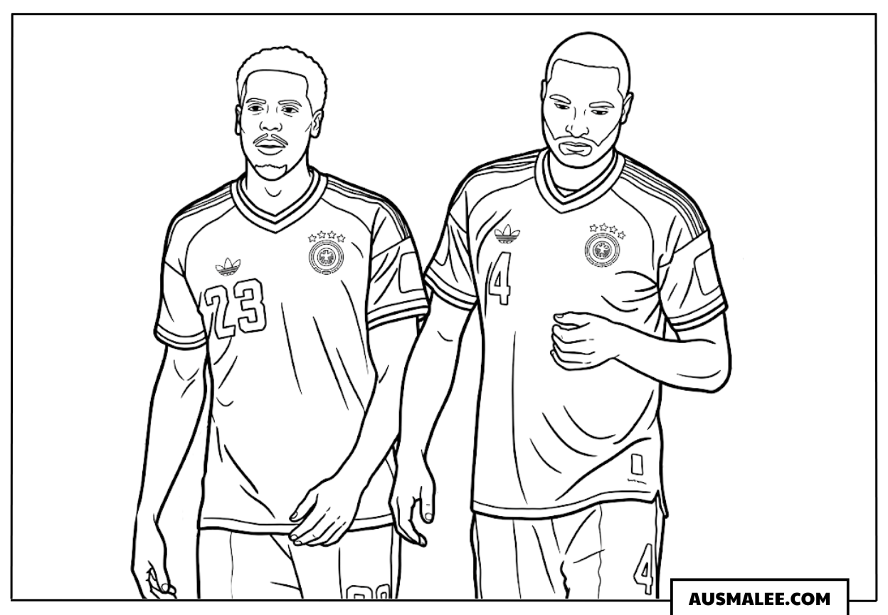 Ausmalbild Felix Nmecha und Jonathan Tah nach der Niederlage