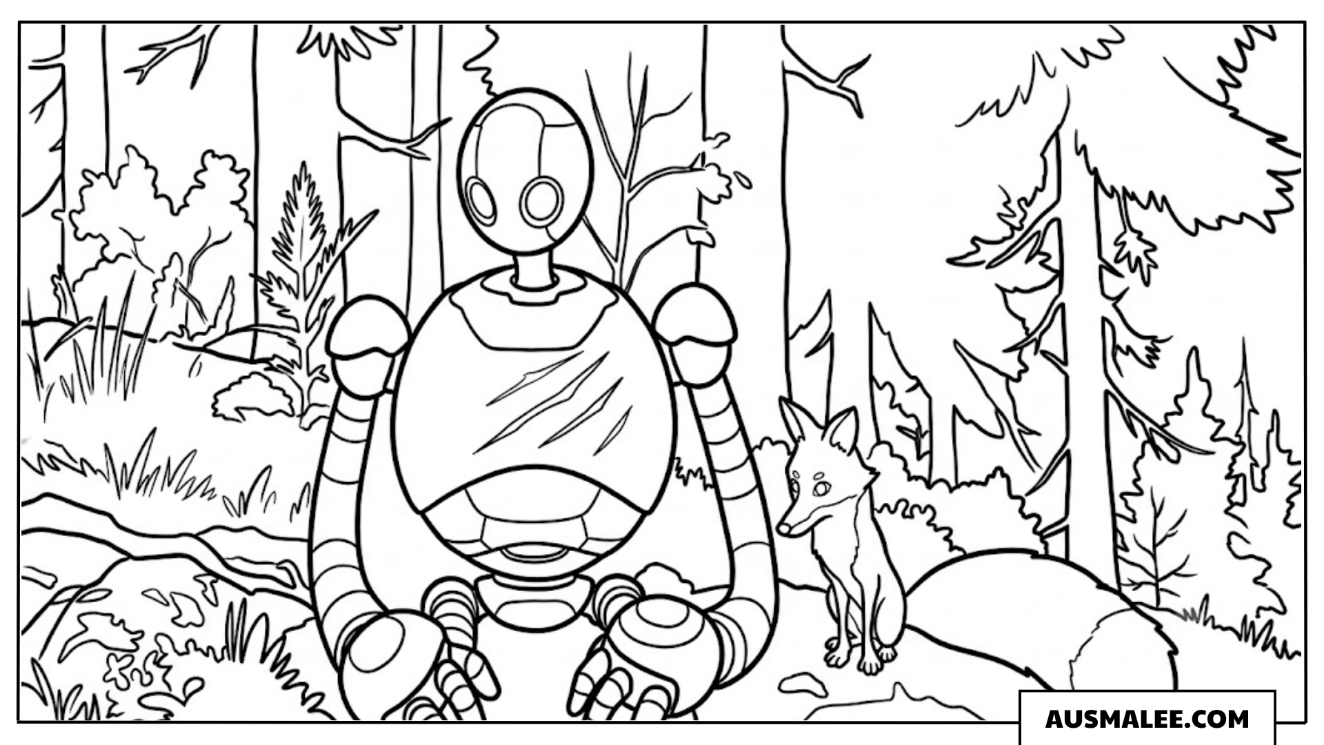 Ausmalbild Fink entschuldigt sich bei Roz in Der wilde Roboter