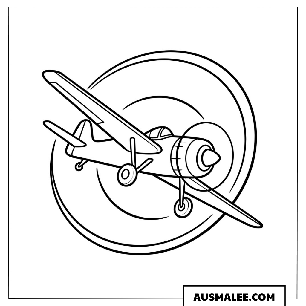 Ausmalbild Flugzeug im Kreis