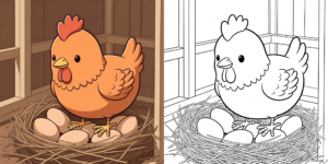 ft - Ausmalbild Huhn mit Ei ft