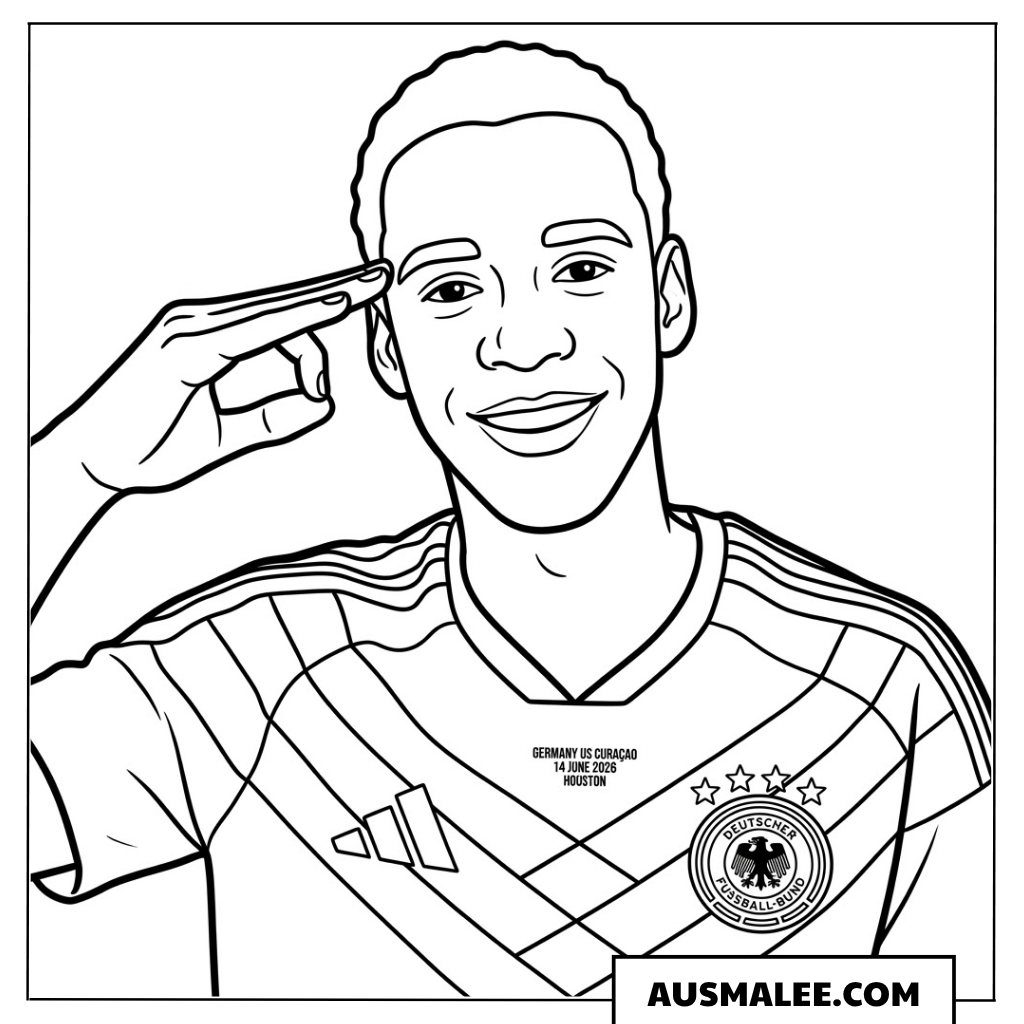 Ausmalbild Jamal Musiala Deutschland WM 2026