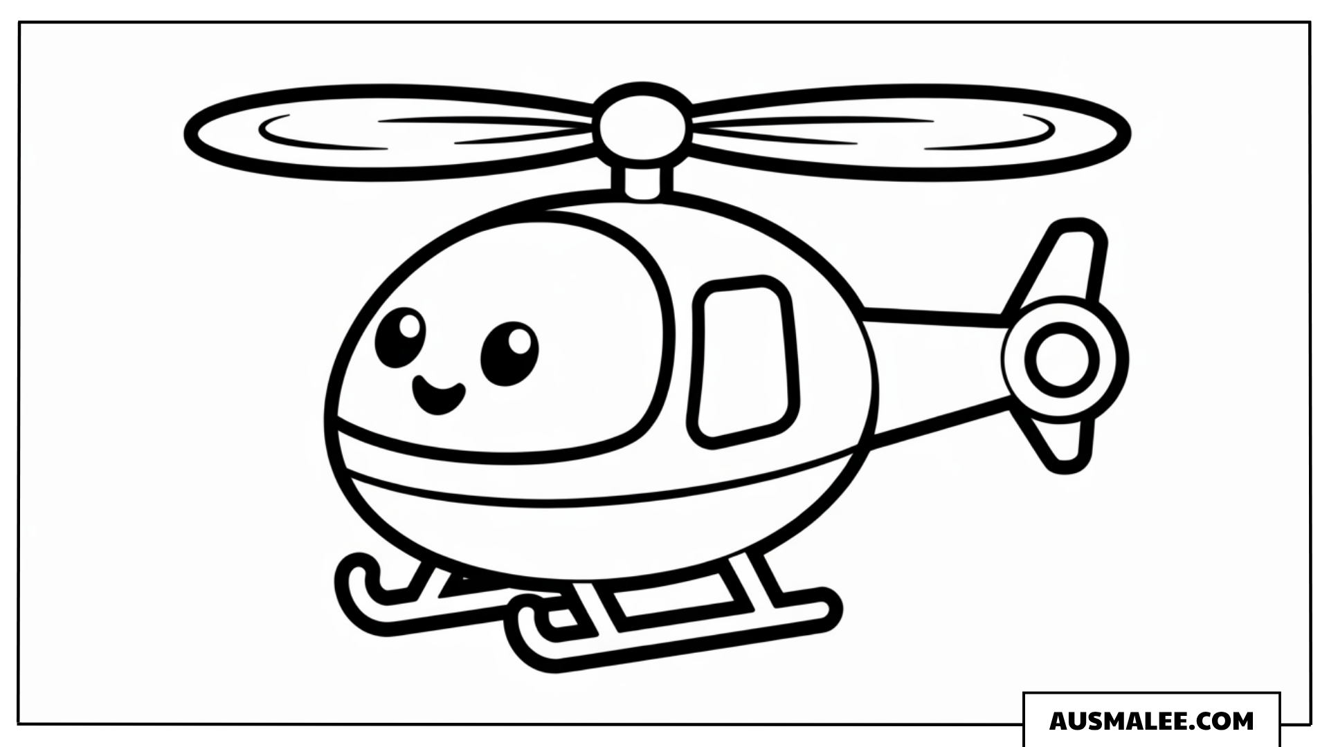 Ausmalbild Kawaii-Hubschrauber