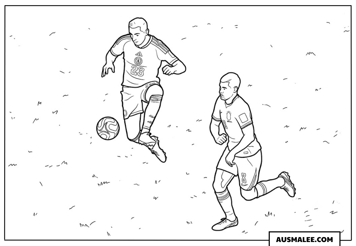 Ausmalbild Kenny McLean vs Bruno Guimarães WM 2026