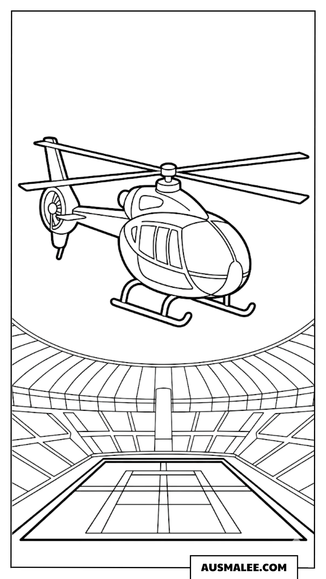 Ausmalbild Landender Hubschrauber