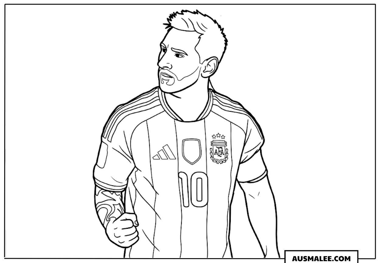 Ausmalbild Lionel Messi Portrait Jubel WM 2026