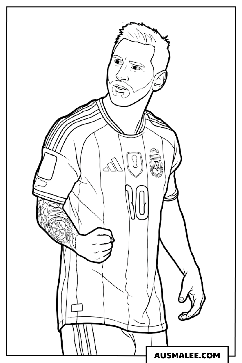 Ausmalbild Lionel Messi Torjubel 1- 0 WM 2026