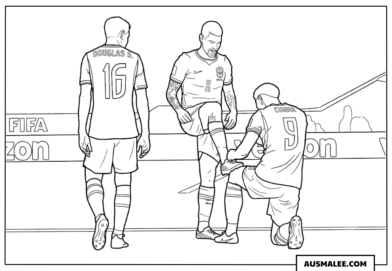 Ausmalbild Matheus Cunha und Bruno Guimarães WM 2026