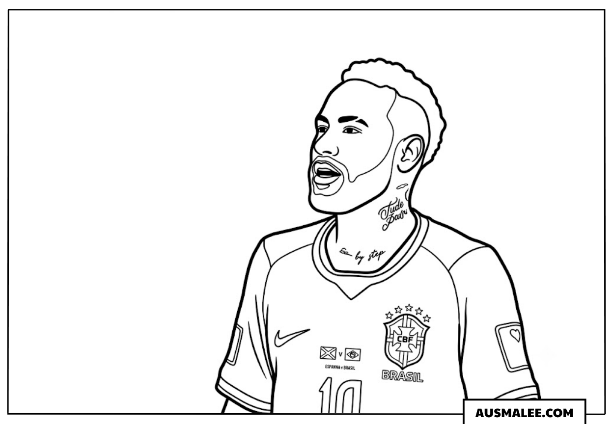 Ausmalbild Neymar Reaktion nach Sieg WM 2026