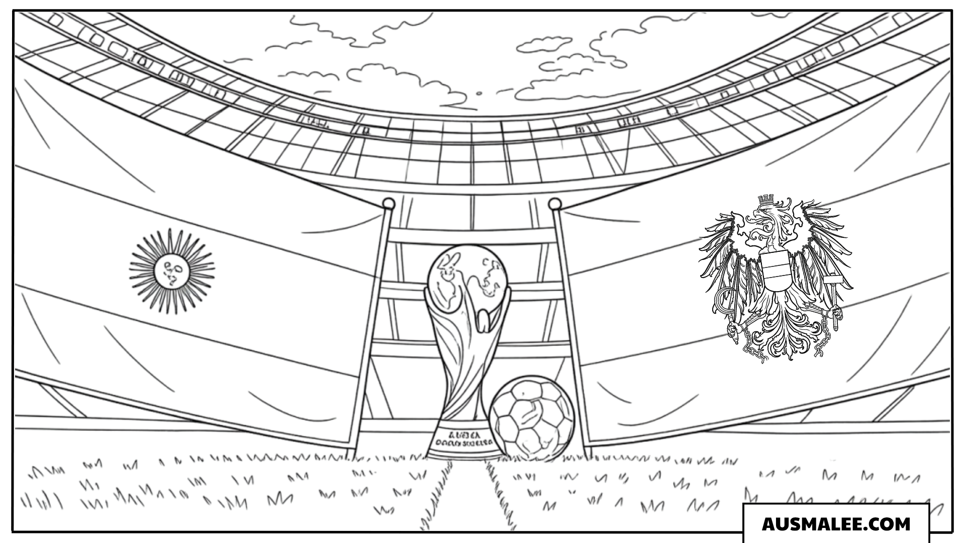 Ausmalbild Poster Argentinien vs Österreich WM 2026