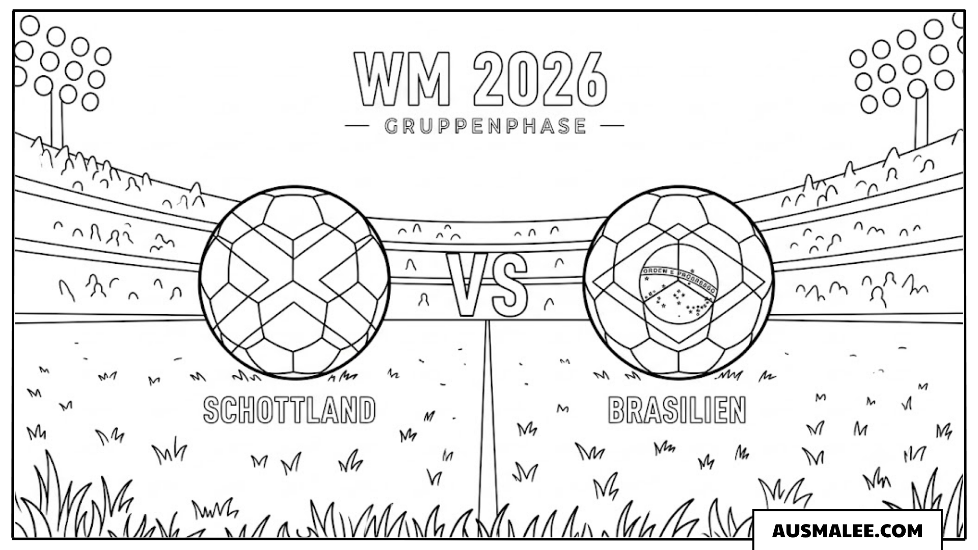 Ausmalbild Poster Brasilien vs Schottland WM 2026